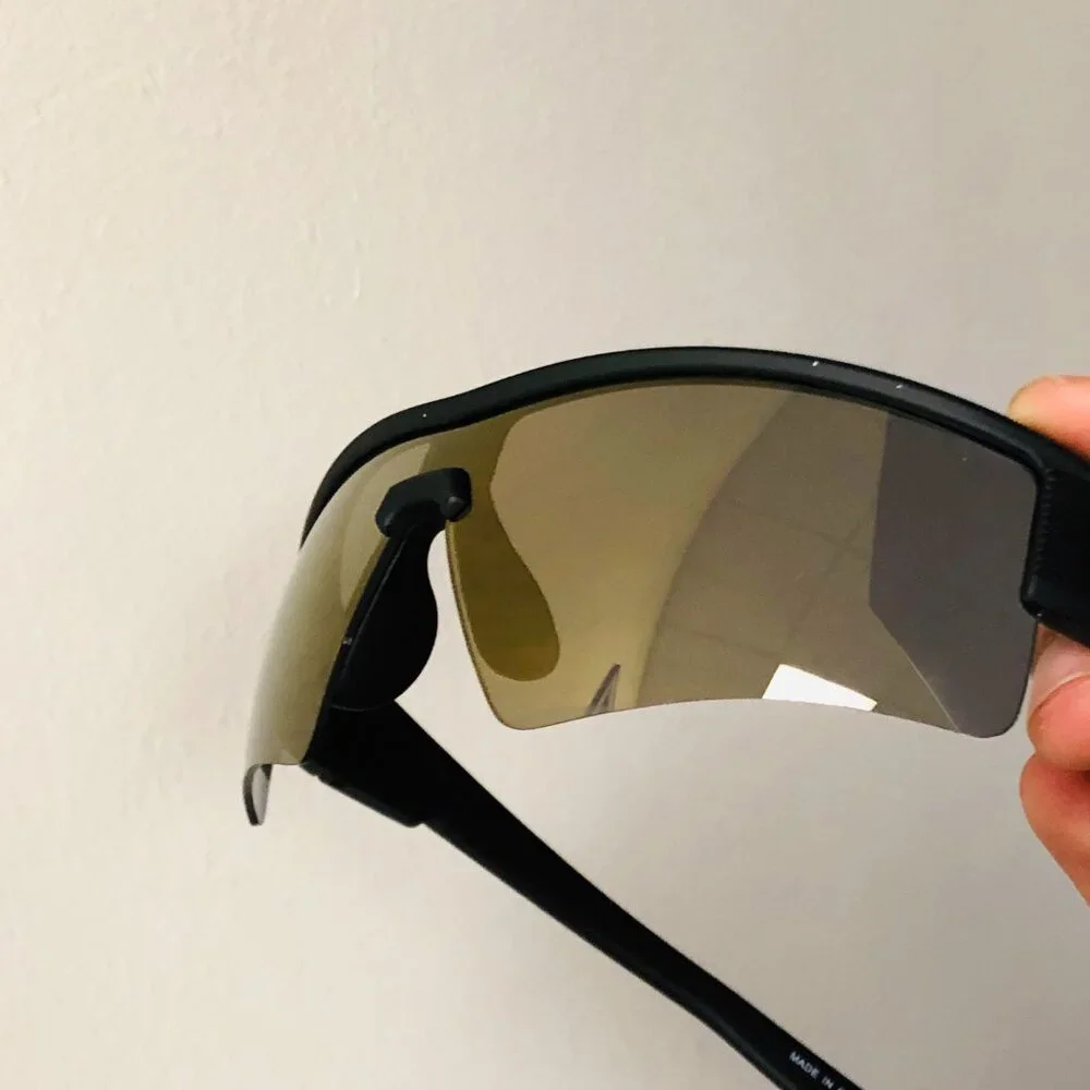 Men Sunglasses Gold Mirror Lens Sports Shades Retro Style Classic Helf Rim Lente